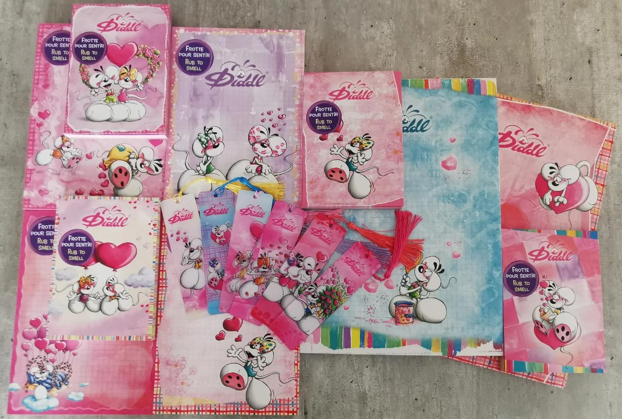 Marque-pages + feuilles x2 Diddl collection coeur